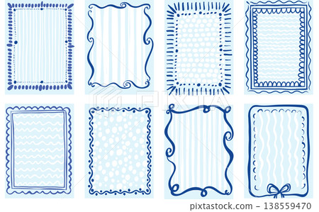 Blue Cute Frames Set with Bows and Patterns Blue Cute Frames Set with Bows and Patterns 138559470
