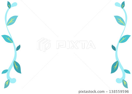 Simple frame with light blue leaves 138559596