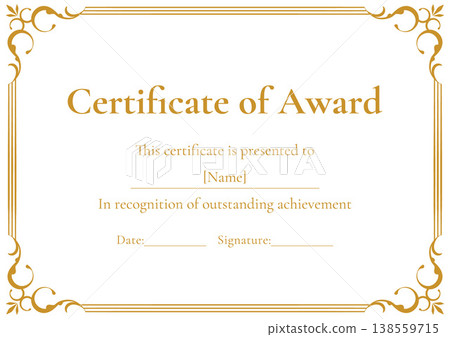 Gold Certificate/Award Template | Decorative Frame High-Quality Vector Material Gold Certificate/Award Template | Decorative Frame High-Quality Vector Material 138559715