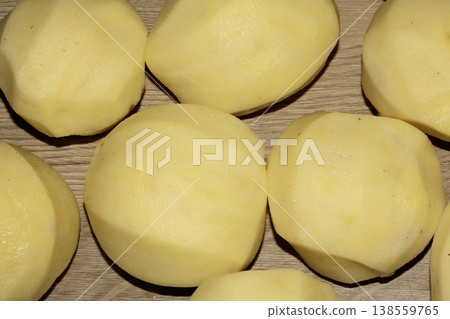 peeled large potatoes ready to be boiled and cooked peeled large potatoes ready to be boiled and cooked 138559765