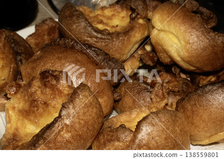Close up of home make Yorkshire pudding roasted batter for Sunday roast dinner Close up of home make Yorkshire pudding roasted batter for Sunday roast dinner 138559801