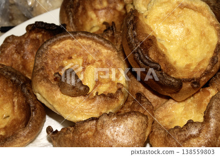 Close up of home make Yorkshire pudding roasted batter for Sunday roast dinner 138559803