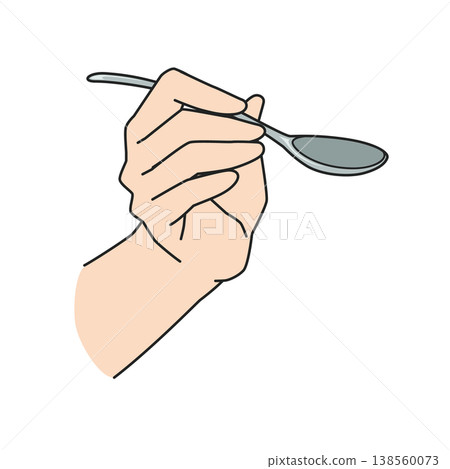 一手拿著湯匙的插圖 138560073
