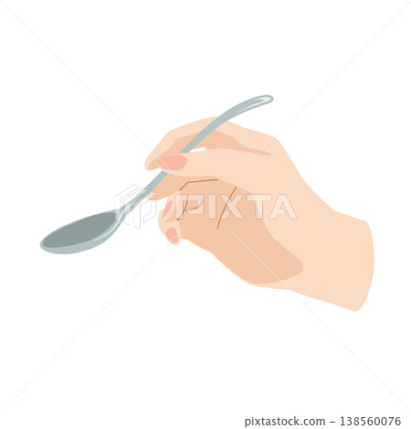一手拿著湯匙的插圖 138560076