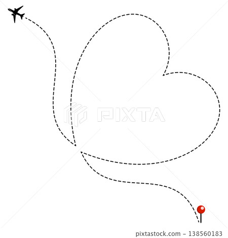 Dotted Heart Airplane Route Dotted Heart Airplane Route 138560183