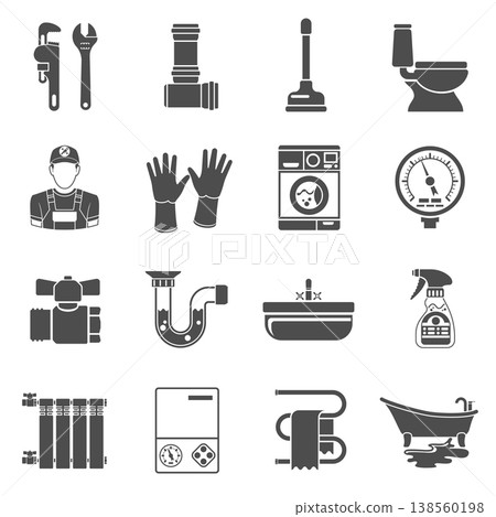 Plumbing Service Icons Set Plumbing Service Icons Set 138560198
