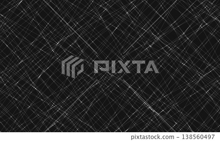 Abstract background with white scratched lines on black canvas, high contrast crosshatch texture, chaotic intersecting strokes, subtle noise and moody industrial vibe for web editorial advertising Abstract background with white scratched lines on black canvas, high contrast crosshatch texture, chaotic intersecting strokes, subtle noise and moody industrial vibe for web editorial advertising 138560497