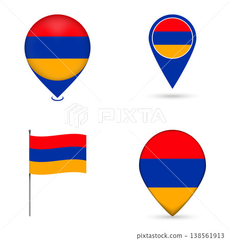 Armenia Flag Map Pin Icons Set Collection. 138561913