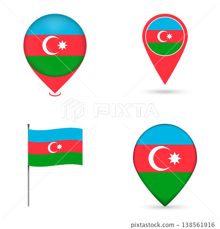 Azerbaijan Flag Map Pin Icons Set Collection. Azerbaijan Flag Map Pin Icons Set Collection. 138561916