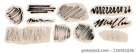 Black crayon scribbles set isolated on white Black crayon scribbles set isolated on white 138562830