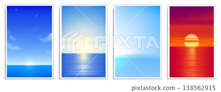 Gradient sea blurred posters at sunset, starry sky 138562915