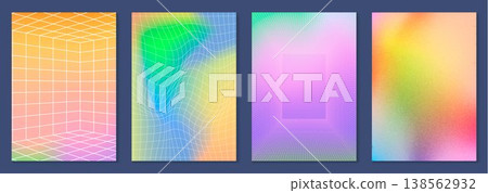 Abstract y2k posters set with glitch and wireframe Abstract y2k posters set with glitch and wireframe 138562932