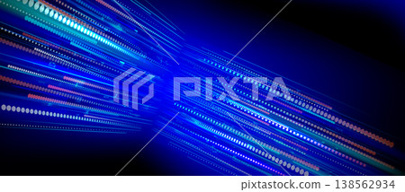Speed data flow, neon blue lines and glowing dots Speed data flow, neon blue lines and glowing dots 138562934