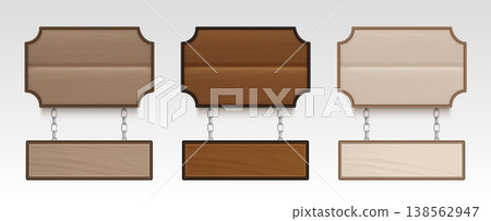 3d realistic wooden sign with vintage texture 138562947