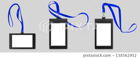 Id badge mockup, black leather card holder 138562952