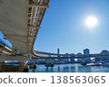 高速公路立體交叉在逆光下呈現出弧形。 138563065
