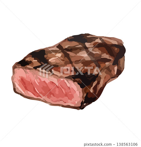 Watercolor-style illustration of a steak Watercolor-style illustration of a steak 138563106