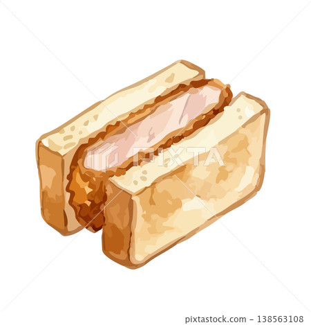 Watercolor-style illustration of a katsu sandwich Watercolor-style illustration of a katsu sandwich 138563108