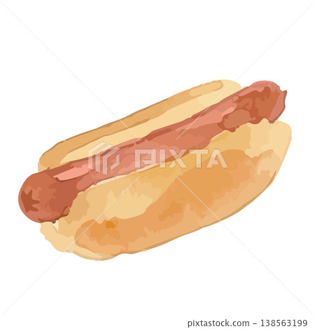 水彩風格熱狗插畫 138563199