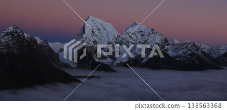 Pink sky over Mount Cholatse and Tobuche, Nepal. 138563368