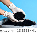 The activated carbon powder is completely black; check it with gloves. 138563441