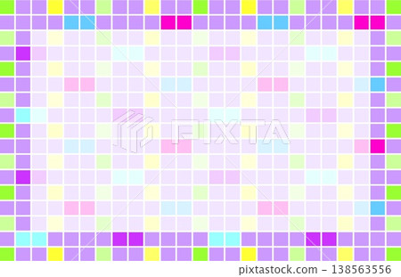 Geometric pattern frame, white space, square, purple, green, pink 138563556