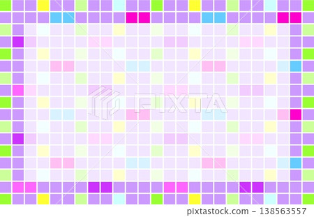 Geometric pattern frame, white space, square, purple, green, pink 138563557