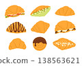 Croissant bakery set. Flat vector isolated illustration 138563621