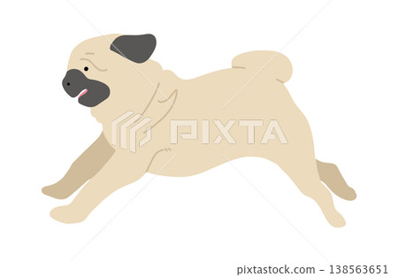 奔跑的哈巴狗（手繪插圖） 138563651