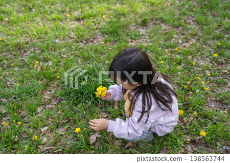 girl picking dandelions 138563744