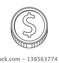 An dollar coin whit a S mark on it 138563774