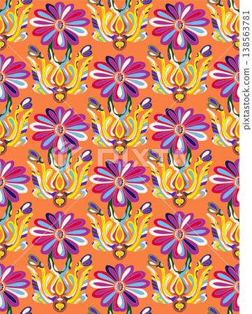 colorful seamless pattern with mandala shape 138563781