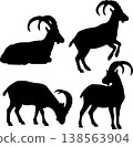 Goat figurines handmade set from natural materials placed on plain background with soft light 138563904