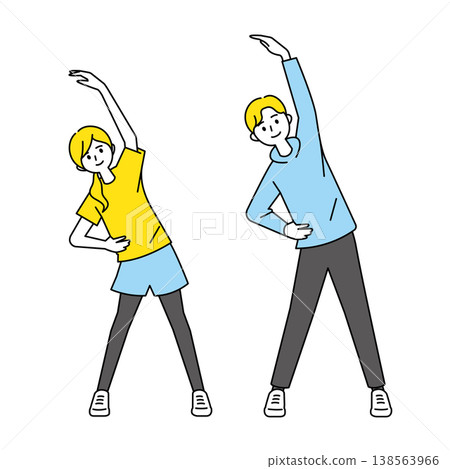 Young men and women stretching for their health Young men and women stretching for their health 138563966