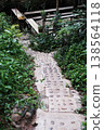 Stone carved path of stairway in tropical forest 138564118
