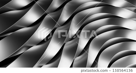 Abstract metal wave background 3D render 138564136