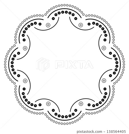 Elegant geometric frame of curved lines. Black ornamental geometric fantasy element. Frame of arcs without text. Round ornament vector illustration. 138564405