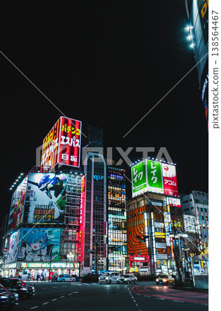 The streets of Shinjuku's Kabukicho district at night, illuminated by anime billboards and neon lights (Tokyo) The streets of Shinjuku's Kabukicho district at night, illuminated by anime billboards and neon lights (Tokyo) 138564467