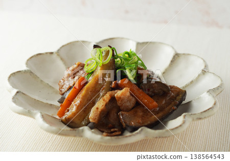 Stir-fried eggplant and pork belly with miso Stir-fried eggplant and pork belly with miso 138564543