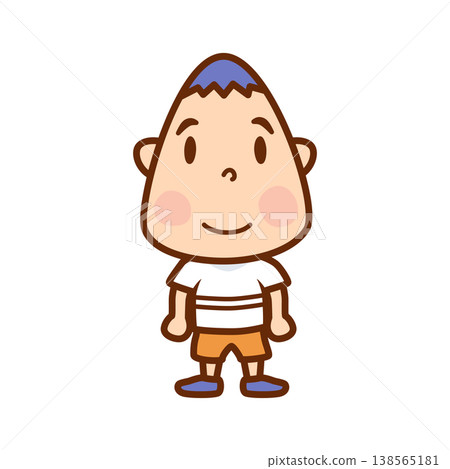 一張男孩頭型像橡實的插圖 一張男孩頭型像橡實的插圖 138565181