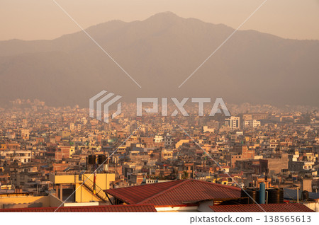 The cityscape of Kathmandu the capital city of Nepal during sunset. The city located in the bowl-shaped Kathmandu Valley of central Nepal. 138565613