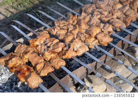 Barbecue grilled on the grill in the country 138565812