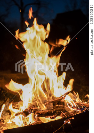 Bright fire from the fire at night Bright fire from the fire at night 138565813
