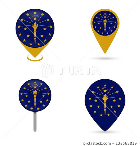 Indiana State Flag Map Pin Icons Set Collection Indiana State Flag Map Pin Icons Set Collection 138565819