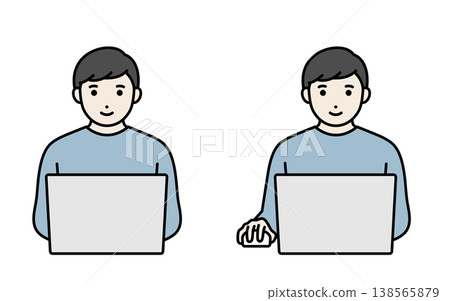 一名男子正在操作電腦 一名男子正在操作電腦 138565879
