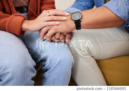 Couple, holding hands and closeup on sofa, care and home with love, bonding and kindness in relationship. People, together and support with empathy, trust and respect with solidarity, hope and house Couple, holding hands and closeup on sofa, care and home with love, bonding and kindness in relationship. People, together and support with empathy, trust and respect with solidarity, hope and house 138566005