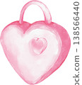 Pink heart shaped handbag with smaller heart detail png watercolor  138566440