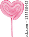 Pink watercolor heart shaped lollipop on a thin stick png candy sweet love 138566442