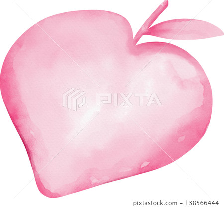Soft pink watercolor apple with stem and two leaves heart png fruit healthy Soft pink watercolor apple with stem and two leaves heart png fruit healthy 138566444