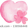Pink watercolor heart shape with flower petals png romance love beauty 138566448